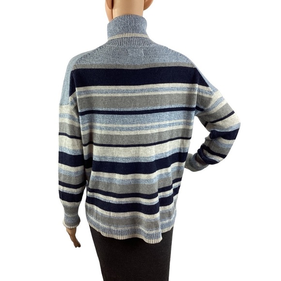 Lou & Grey Sweater Size XXS Blue Stripe Pullover Turtleneck - Picture 5 of 7